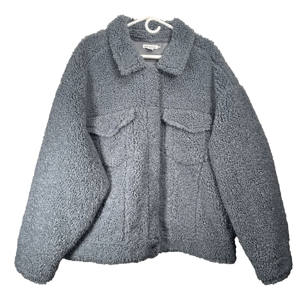 Good American Sherpa Oversized Jacket '90s Sherpa Trucker Women’s Size 5/6 2XL